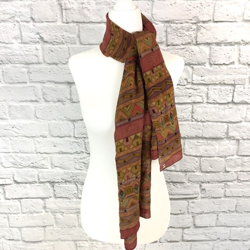 Lightweight Multicolor Geometric Print Scarf
